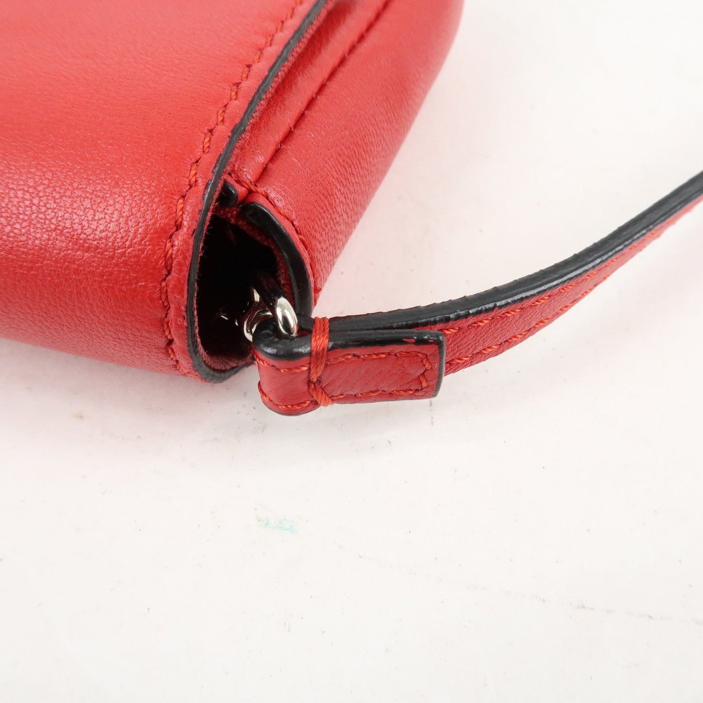 FENDI Micro Baguette Leather Shoulder Bag Red 8M0354  d