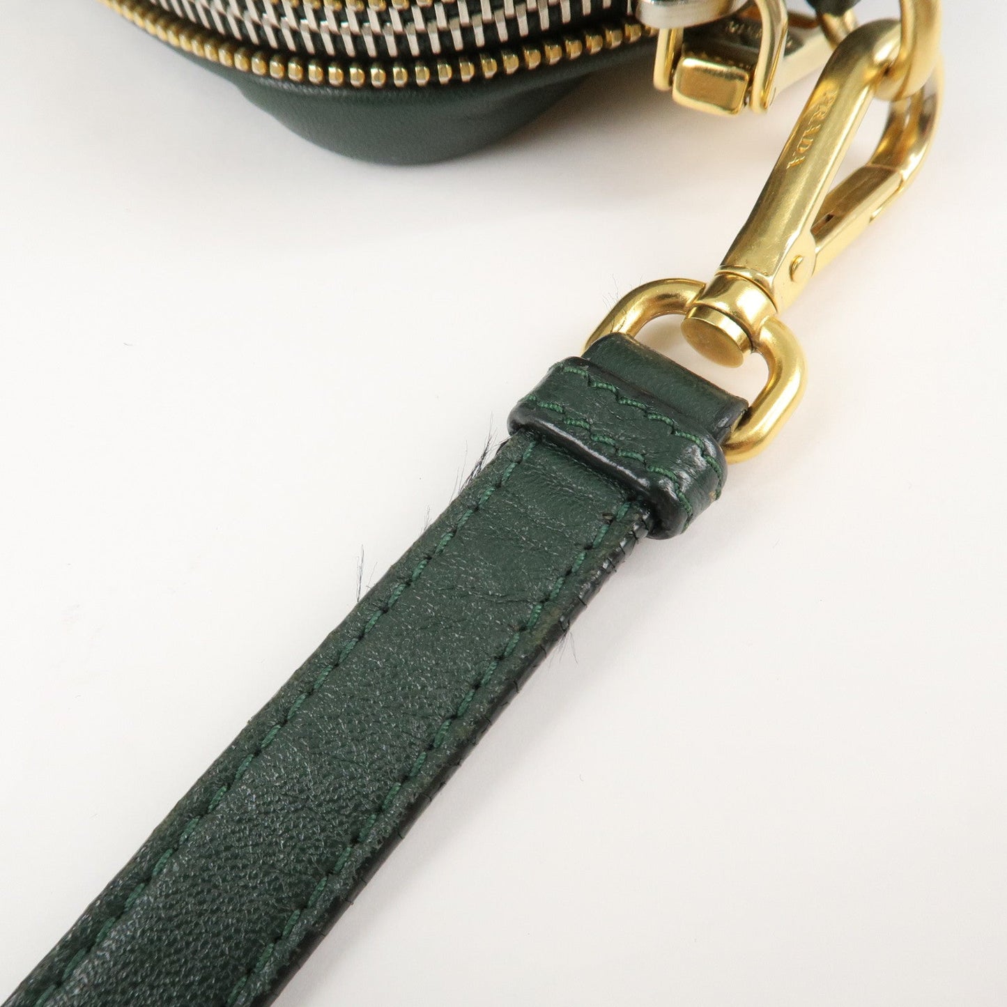 PRADA Logo Leather Ribbon Shoulder Bag Green BP0166  d