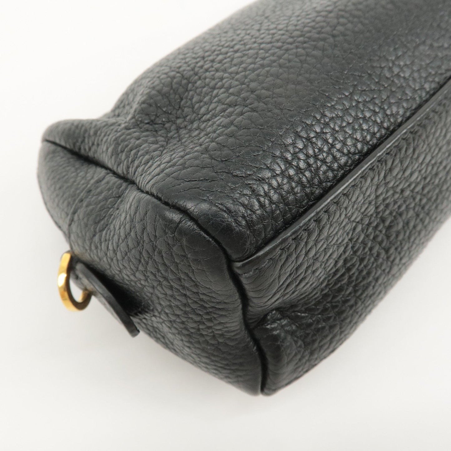 PRADA Logo Leather Pouch Cosmetic Pouch Black  d