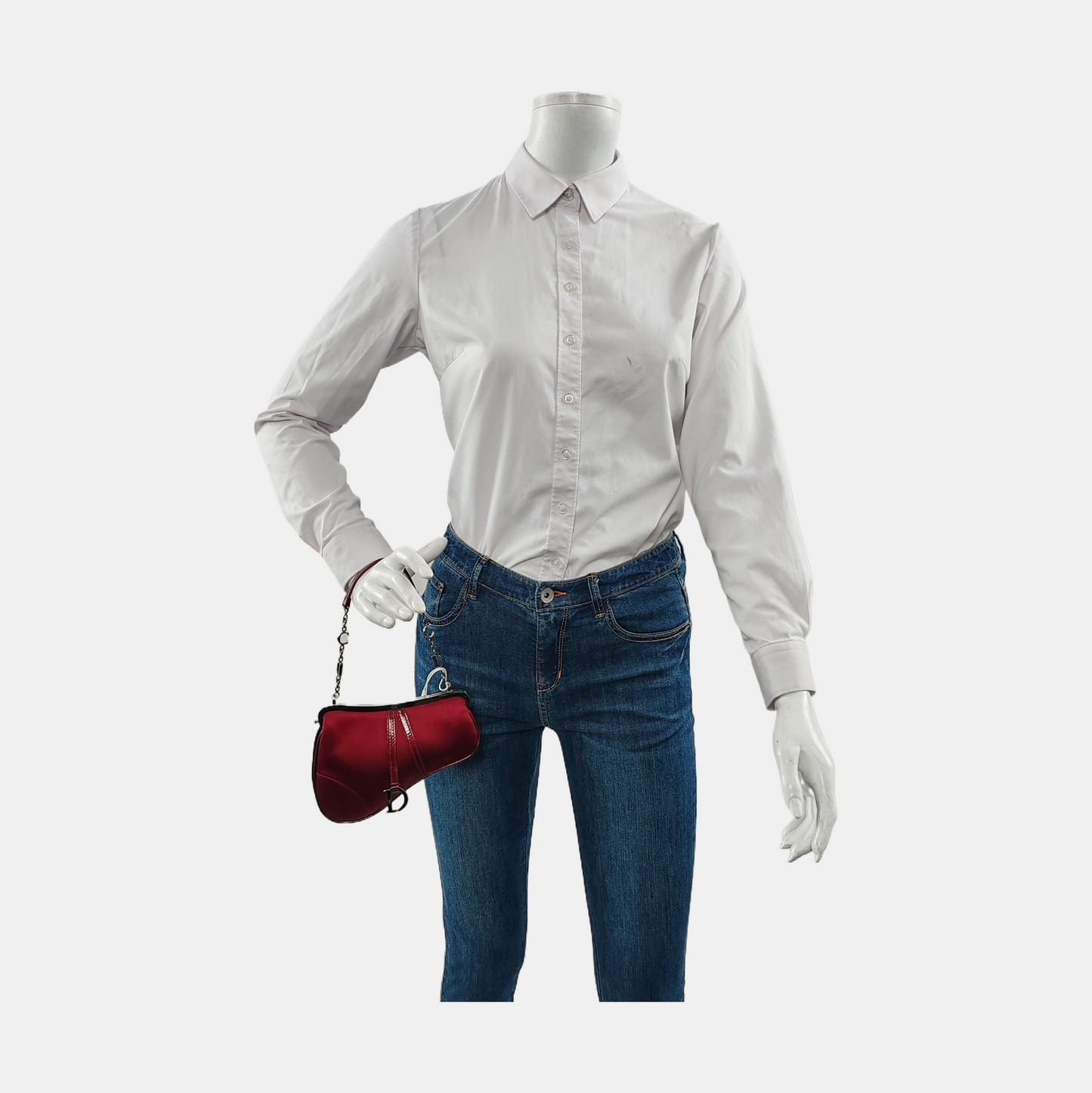 Dior Saddle   Classic Clutch   Mini Red Silk Satin
