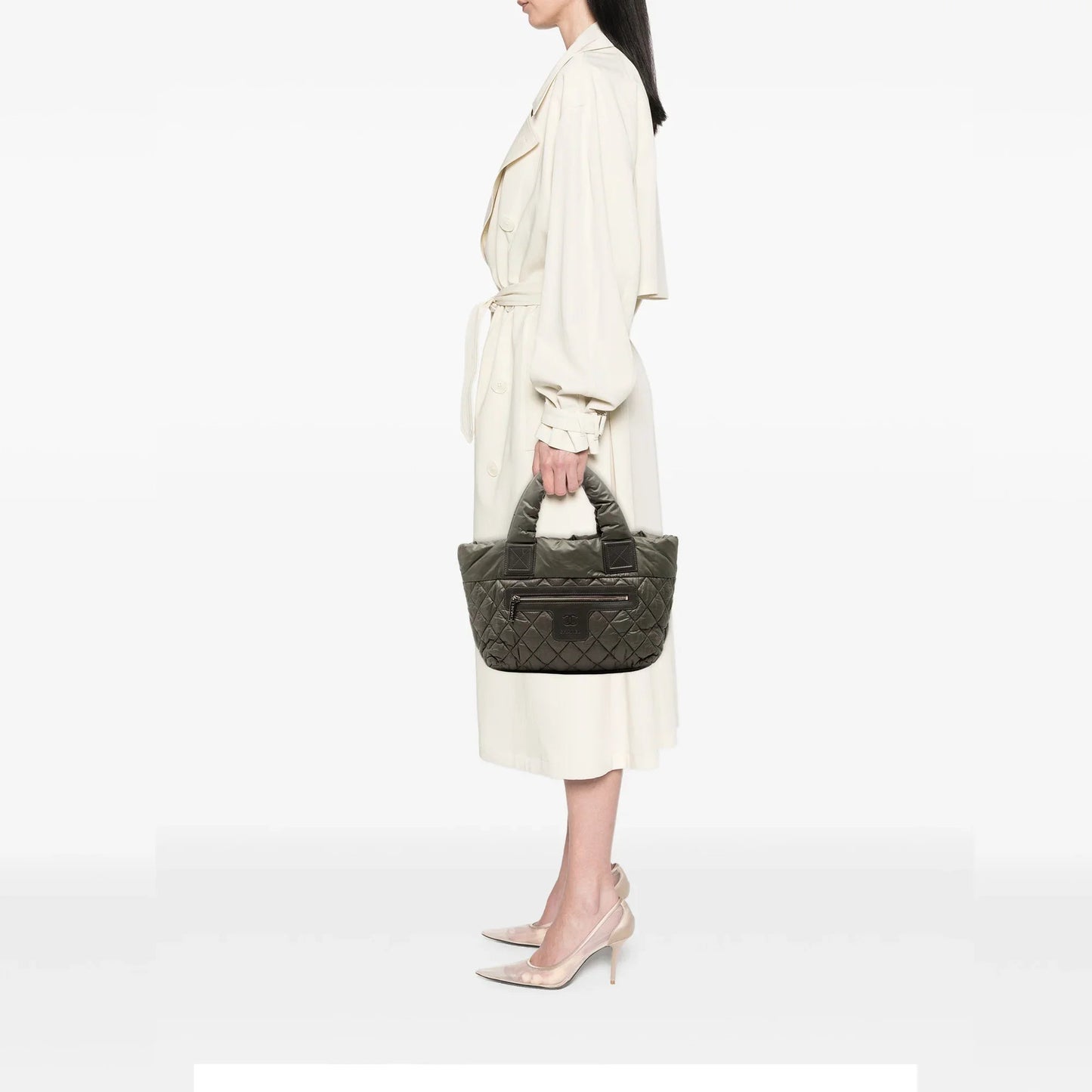 Green Chanel Small Quilted Nylon Coco Cocoon Tote