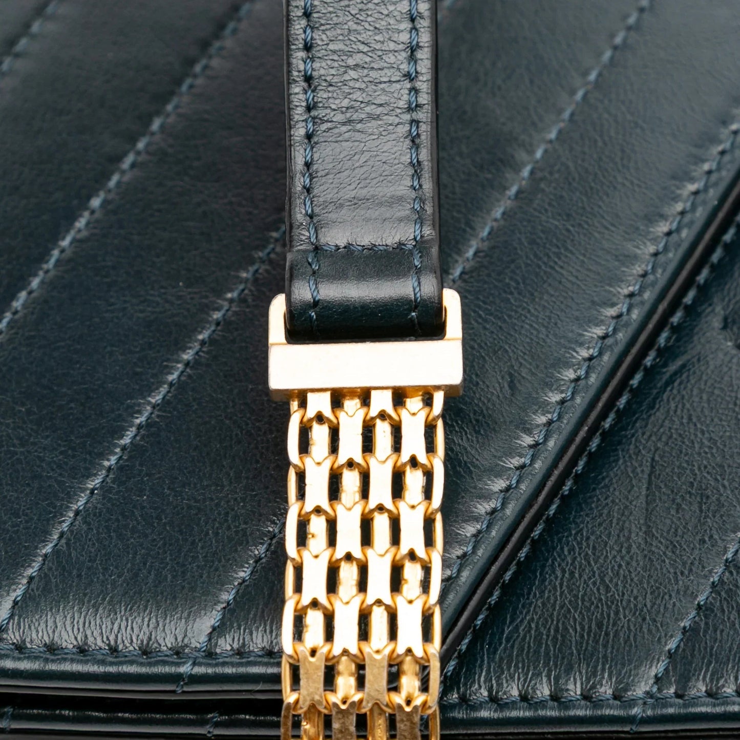 Green Chanel CC Chevron Calfskin Medal Flap Crossbody Bag