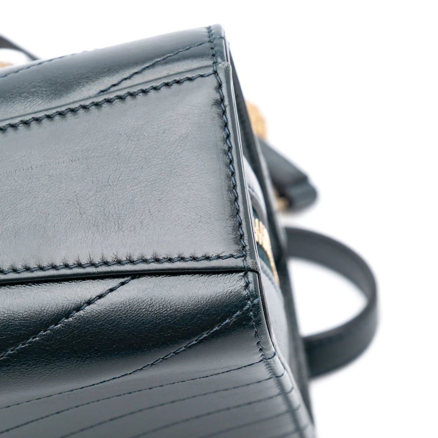 Green Chanel CC Chevron Calfskin Medal Flap Crossbody Bag
