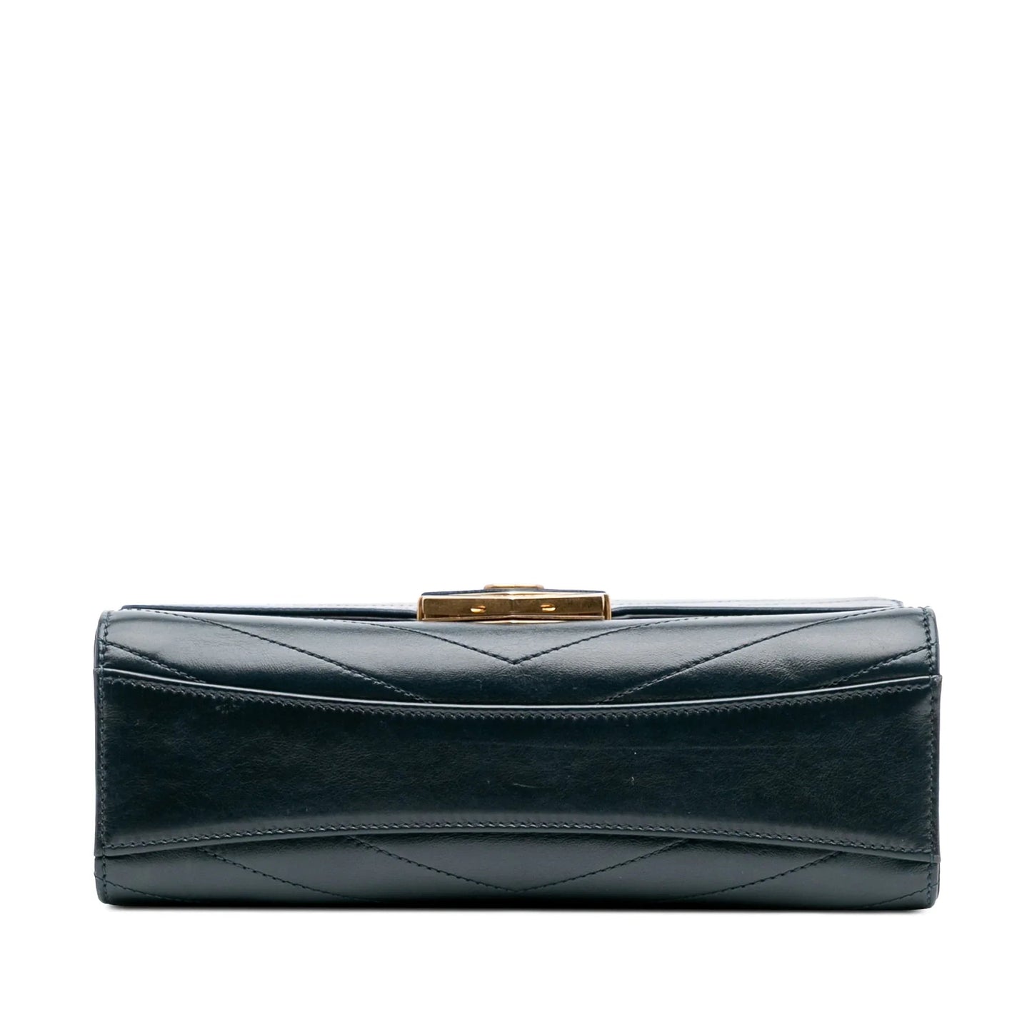 Green Chanel CC Chevron Calfskin Medal Flap Crossbody Bag