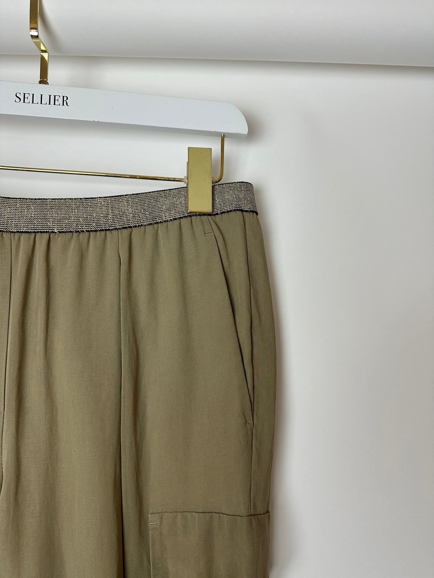 Brunello Cucinelli Taupe Sheer Organza Explorer Cargo Tro rs Size IT 40 (UK 8)