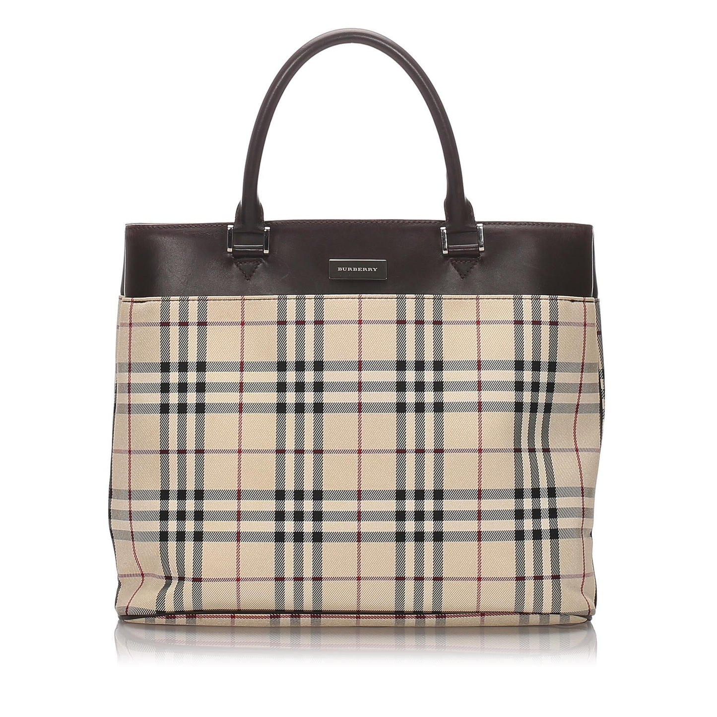 Burberry Brown Beige Nylon Fabric Ho  Check Tote Bag United Kingdom