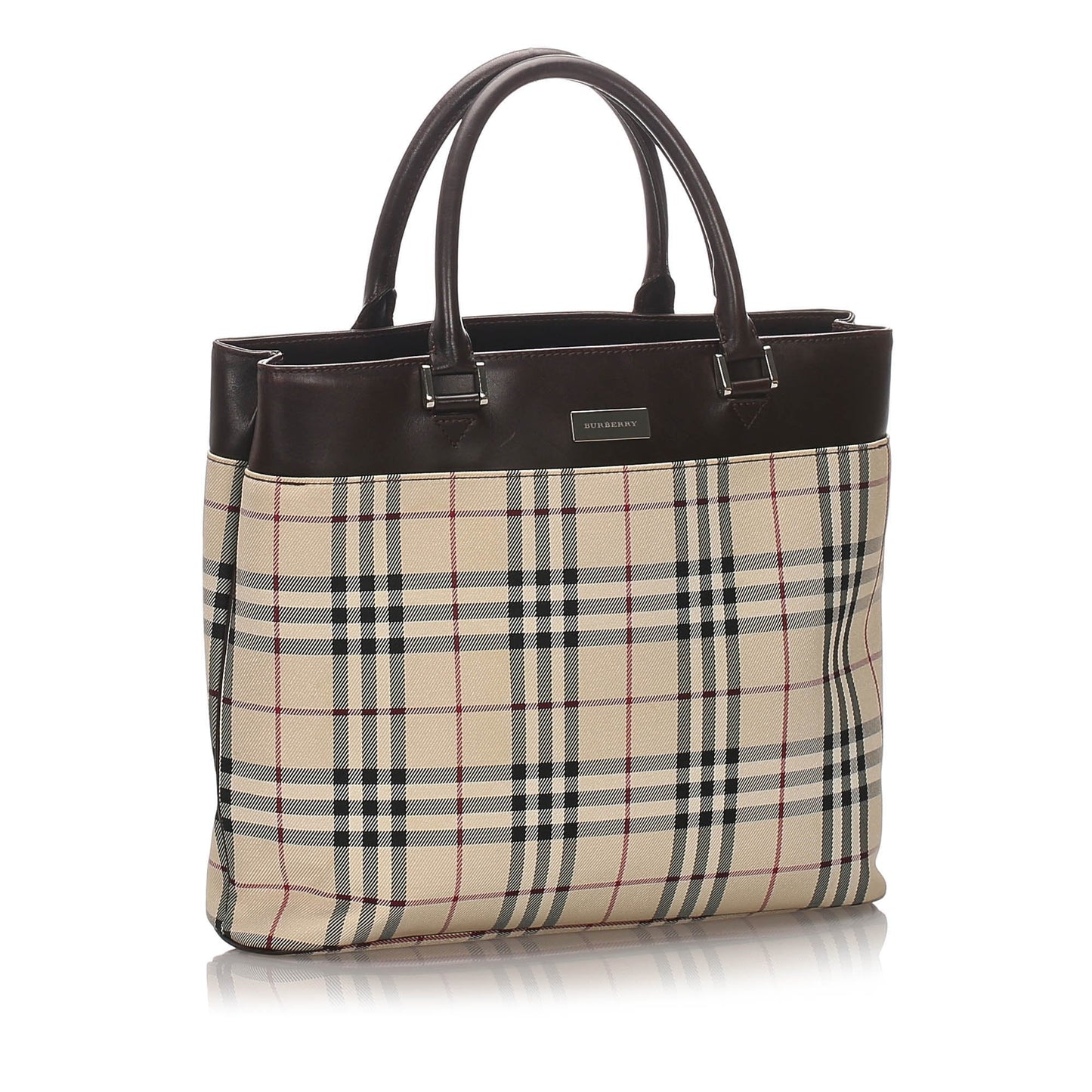 Burberry Brown Beige Nylon Fabric Ho  Check Tote Bag United Kingdom