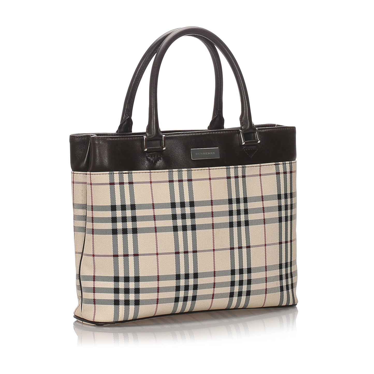 Burberry Brown Beige Nylon Fabric Ho  Check Tote Bag United Kingdom
