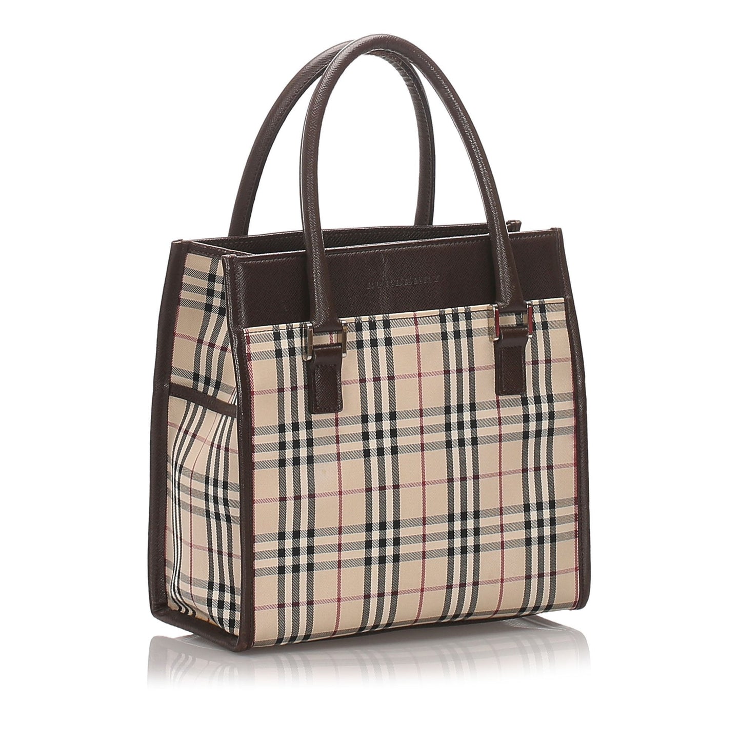 Burberry Brown Beige Canvas Fabric Ho  Check Tote Bag United Kingdom