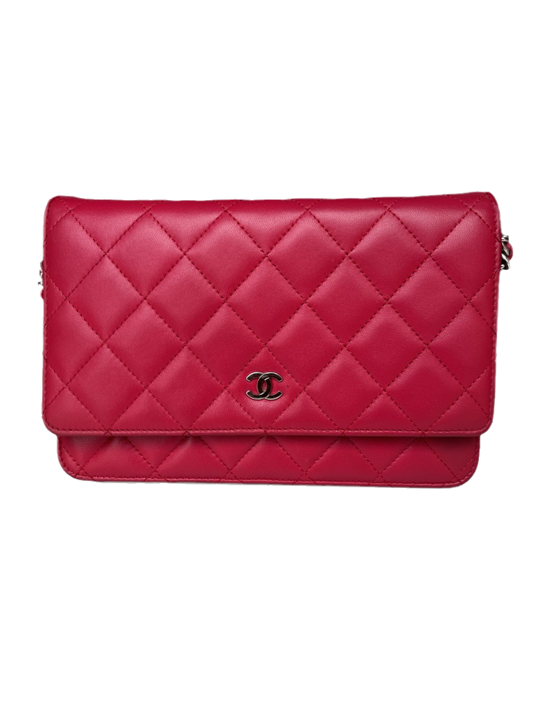 Chanel Wallet on Chain WOC Fuchsia Lambskin Leather