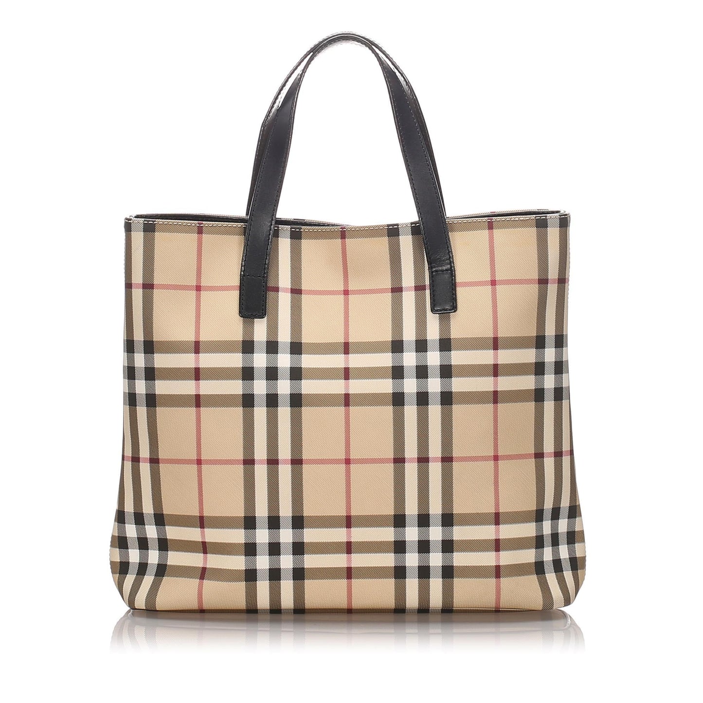 Burberry Brown Beige Canvas Fabric Ho  Check Tote Bag United Kingdom