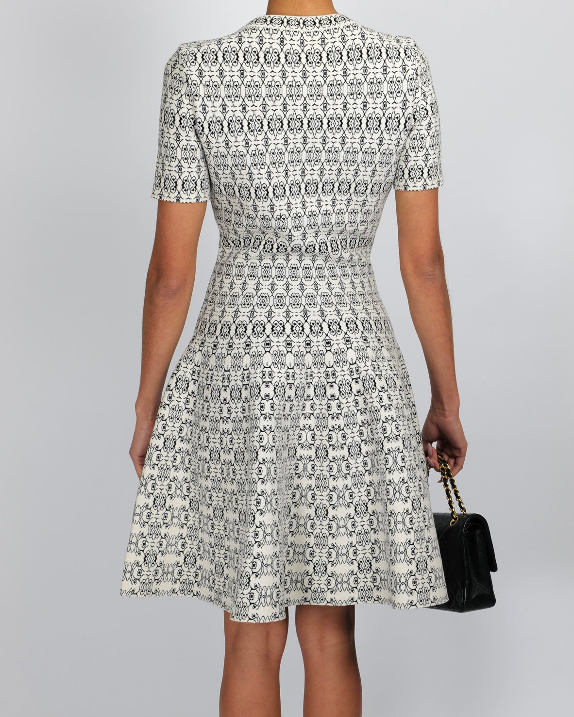 Alaia White and Black Printed Short-Sleeved Mini Dress Size FR 40 (UK 12)