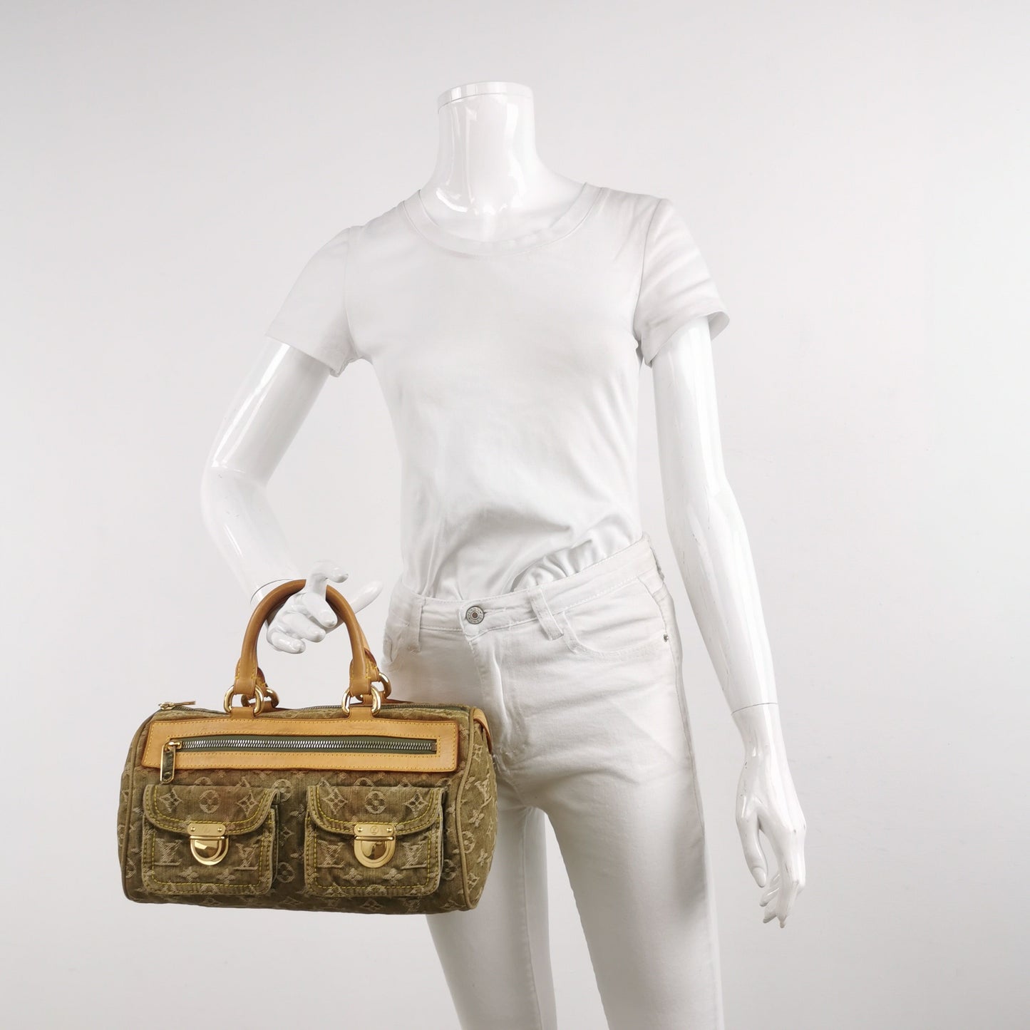 Louis Vuitton Green Denim Neo Speedy Boston Bag