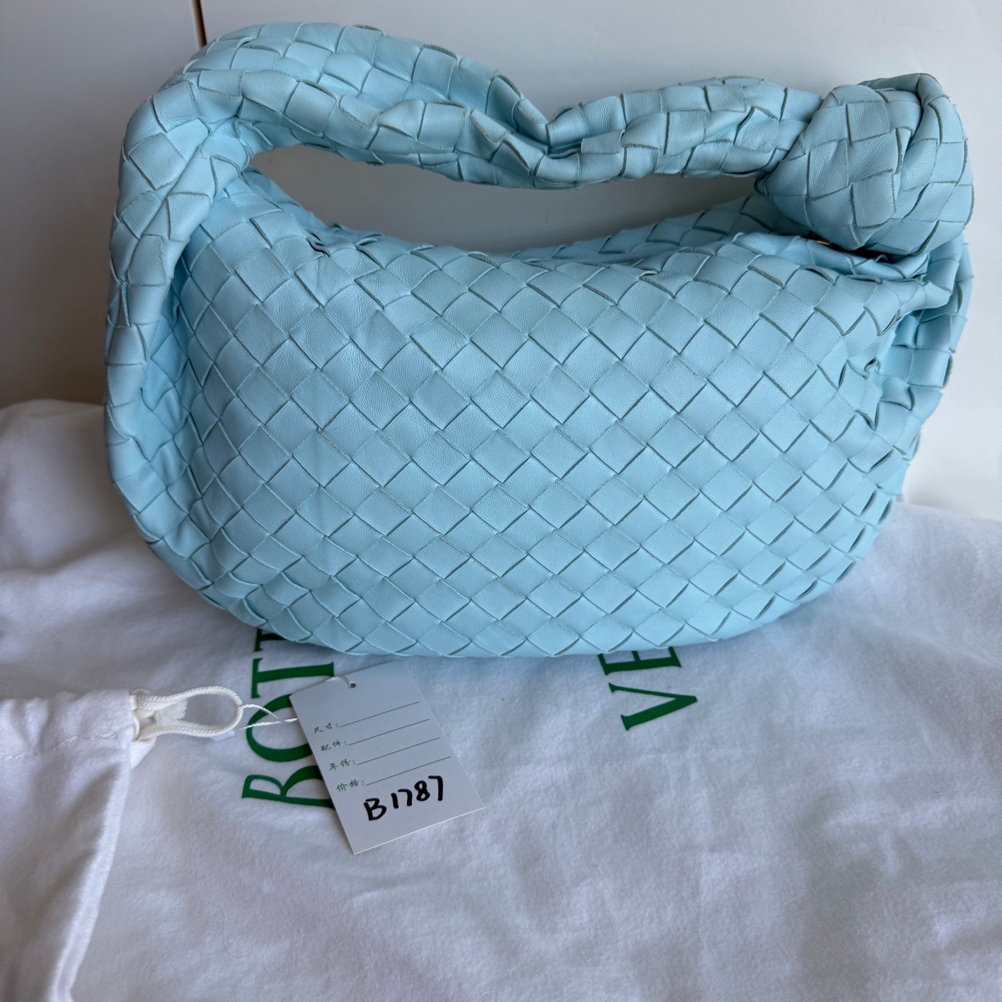 Bottega Veneta Teen Jodie Baby Blue Intrecciato Leather Gold Hardware