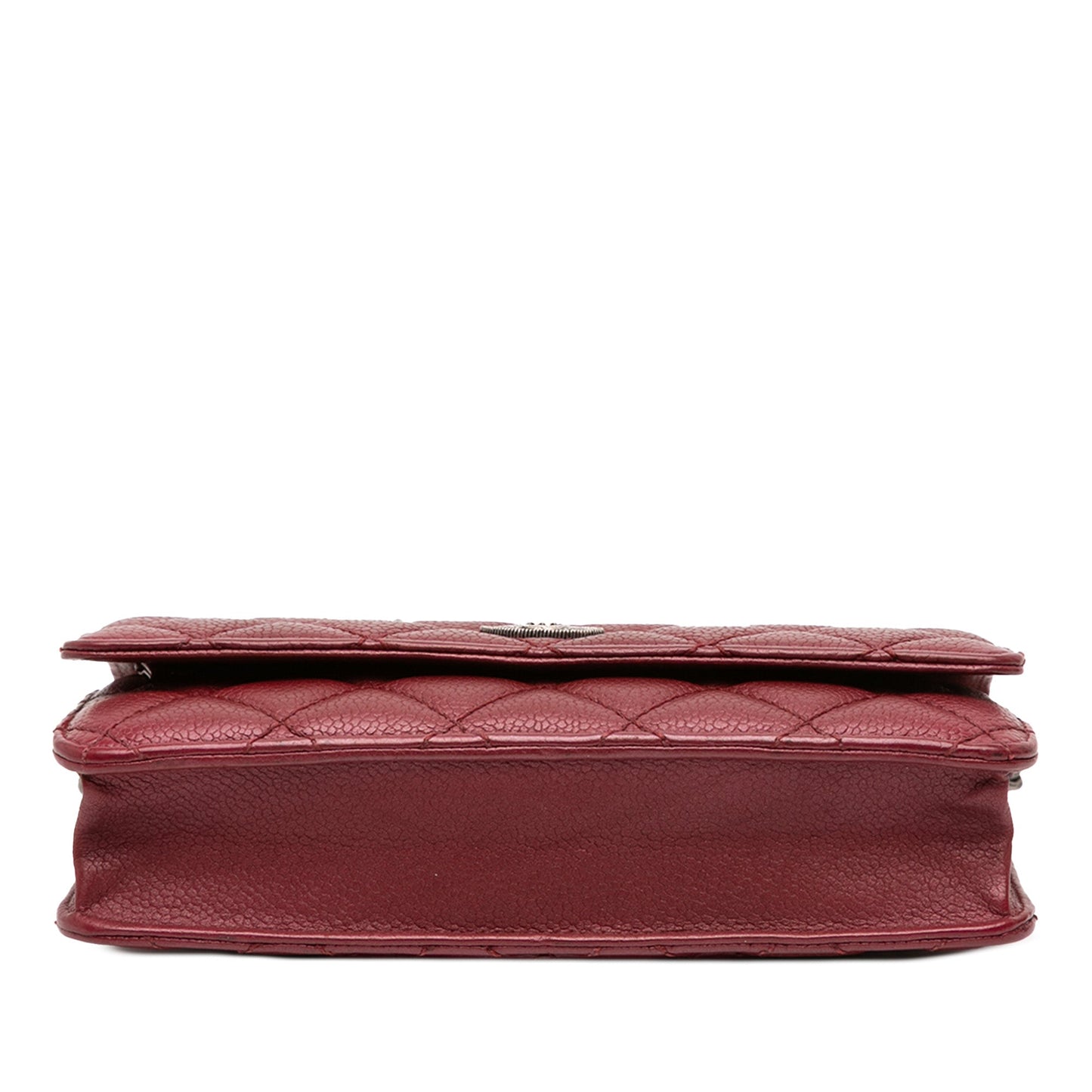 Red Chanel CC Quilted Caviar Wallet on Chain Crossbody Bag