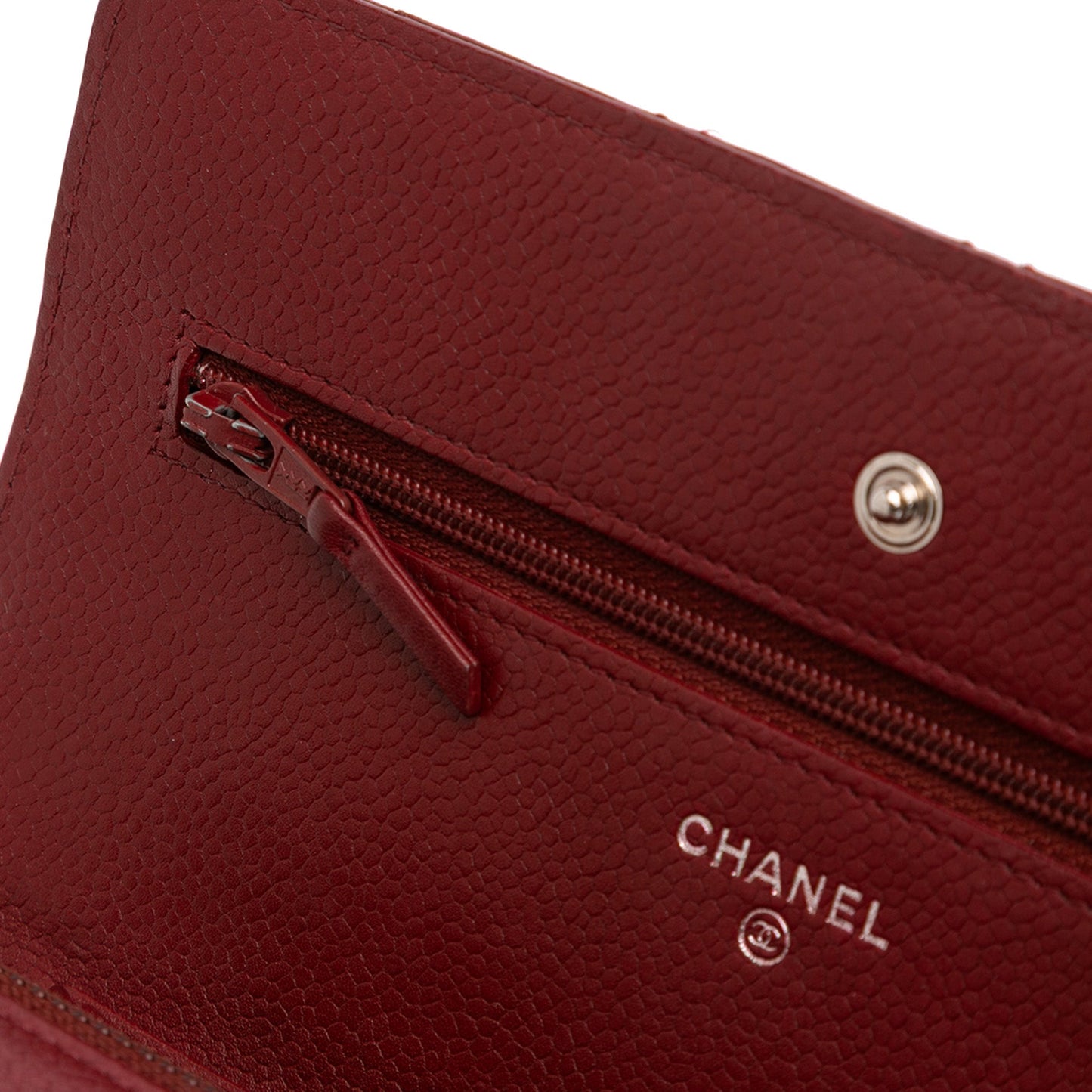 Red Chanel CC Quilted Caviar Wallet on Chain Crossbody Bag