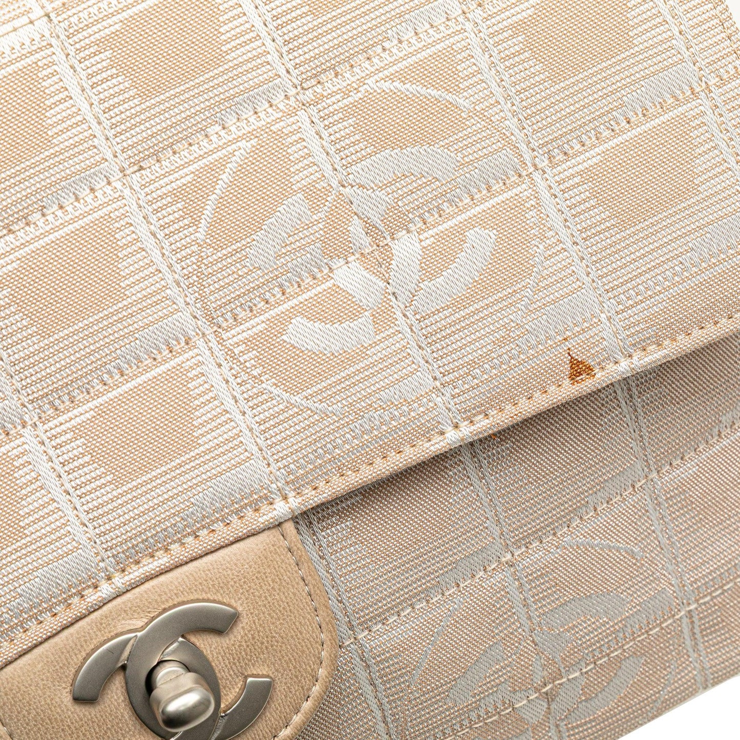 Brown Chanel Medium New Travel Line Nylon Single Flap Shoulder Bag