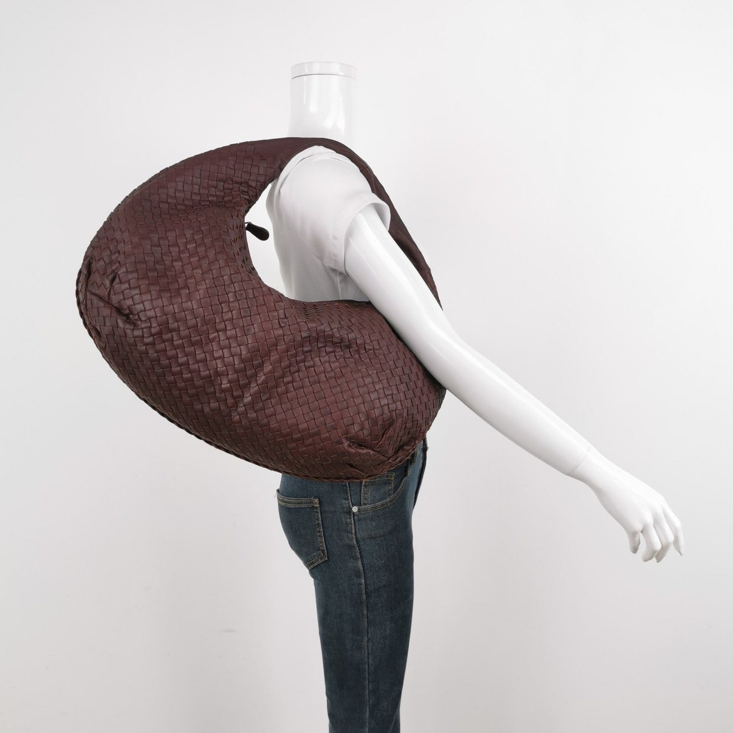 Bottega Veneta Belly Hobo Intrecciato Eggplant Purple Leather Large 50cm