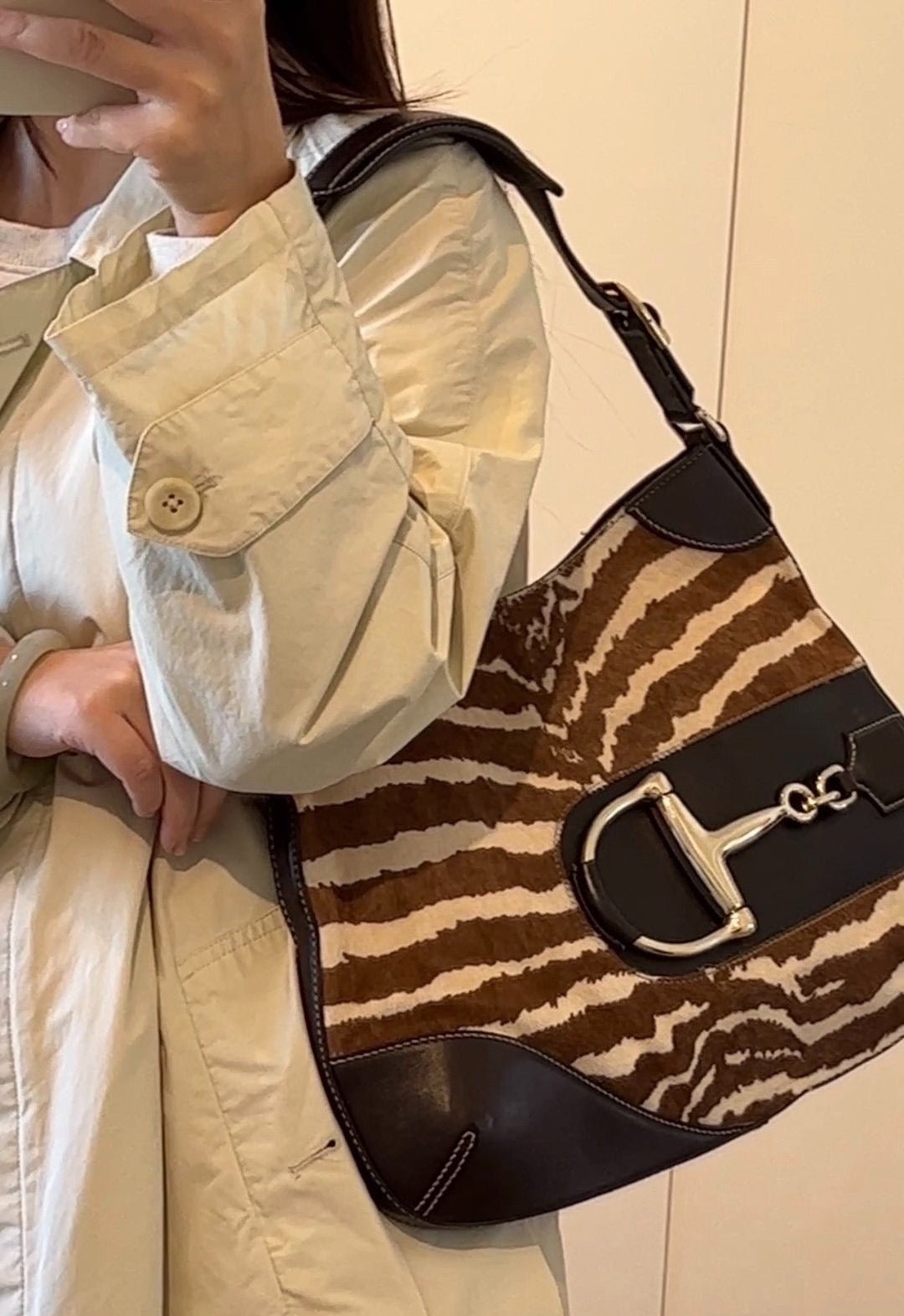 Gucci Jackie   Zebra Print Pony-style Calfskin Side Horsebit