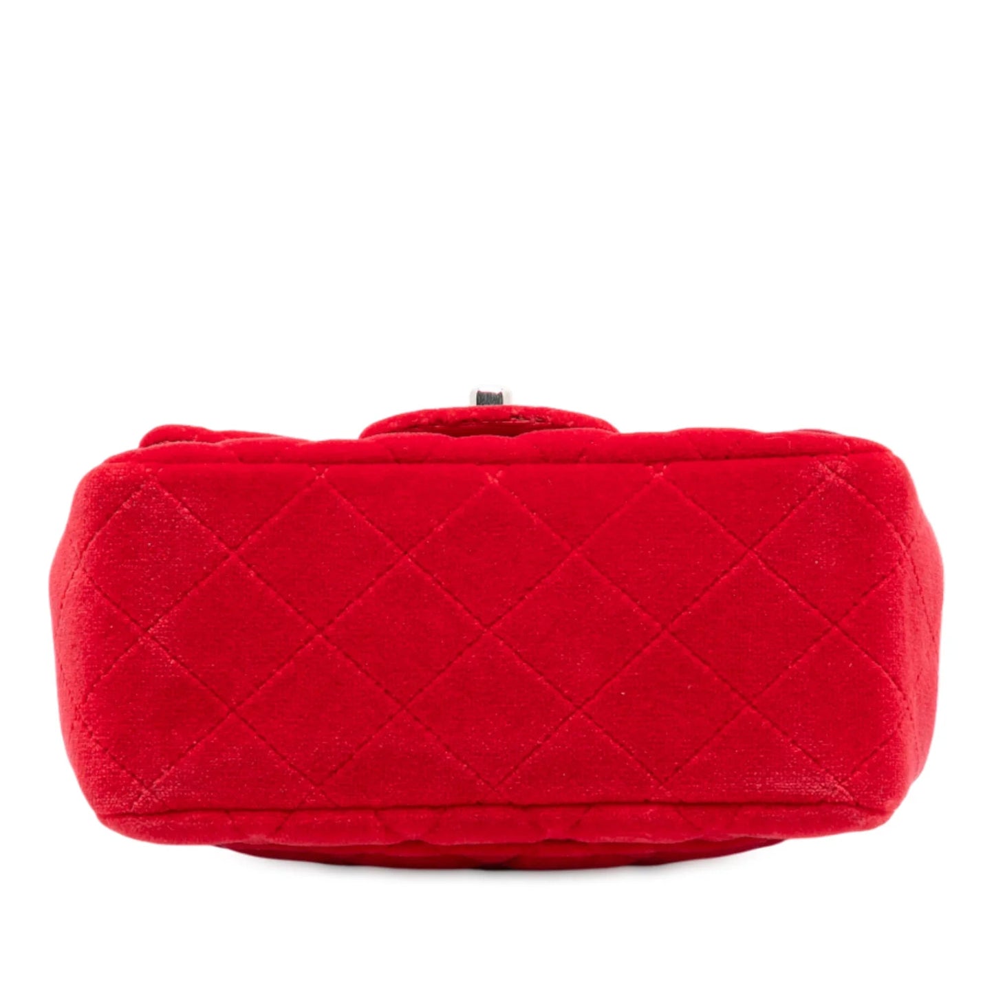 Red Chanel Mini Square Classic Velvet Single Flap Crossbody Bag
