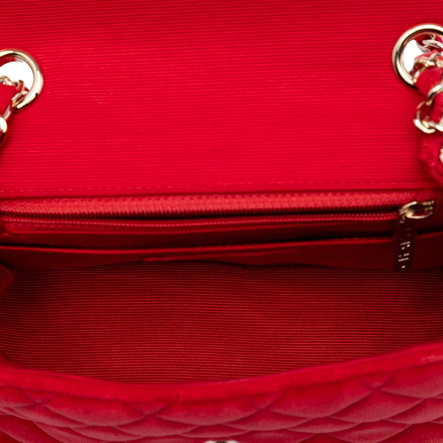 Red Chanel Mini Square Classic Velvet Single Flap Crossbody Bag