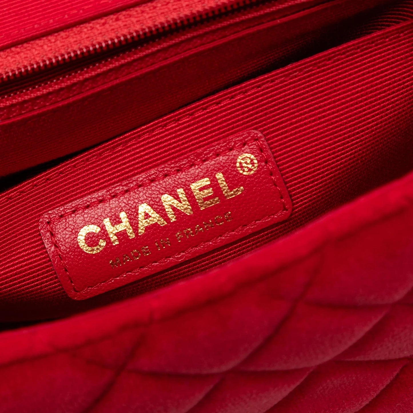 Red Chanel Mini Square Classic Velvet Single Flap Crossbody Bag