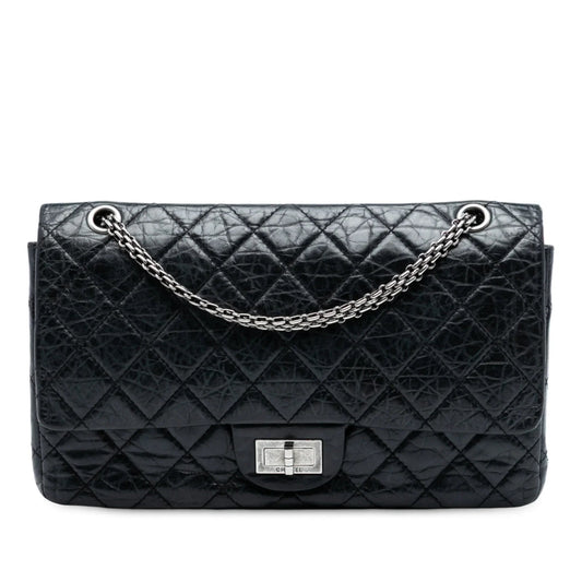 Black Chanel Reissue 2.55 Aged Calfskin Double Flap 227 Shoulder Bag
