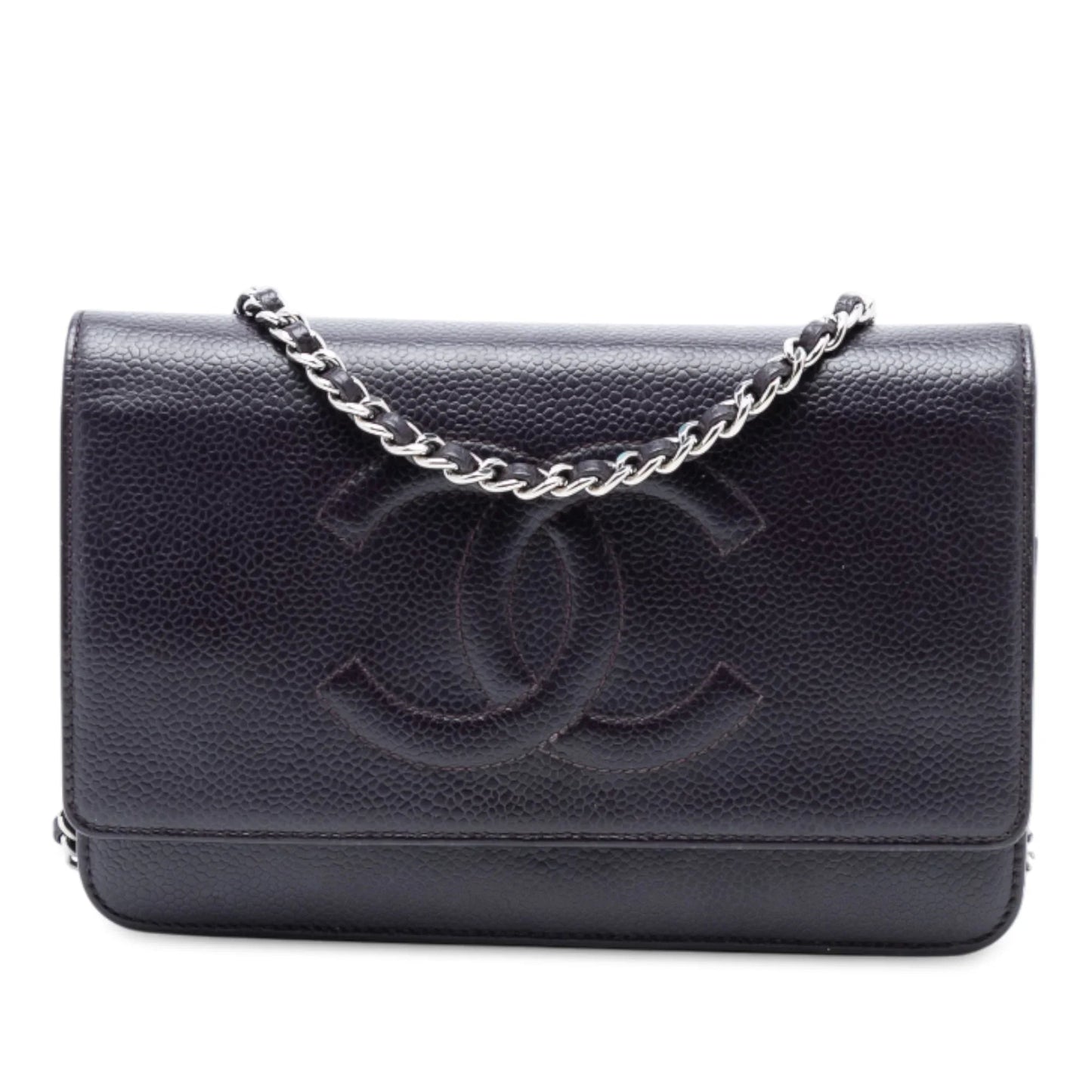 Purple Chanel CC Caviar Wallet On Chain Crossbody Bag