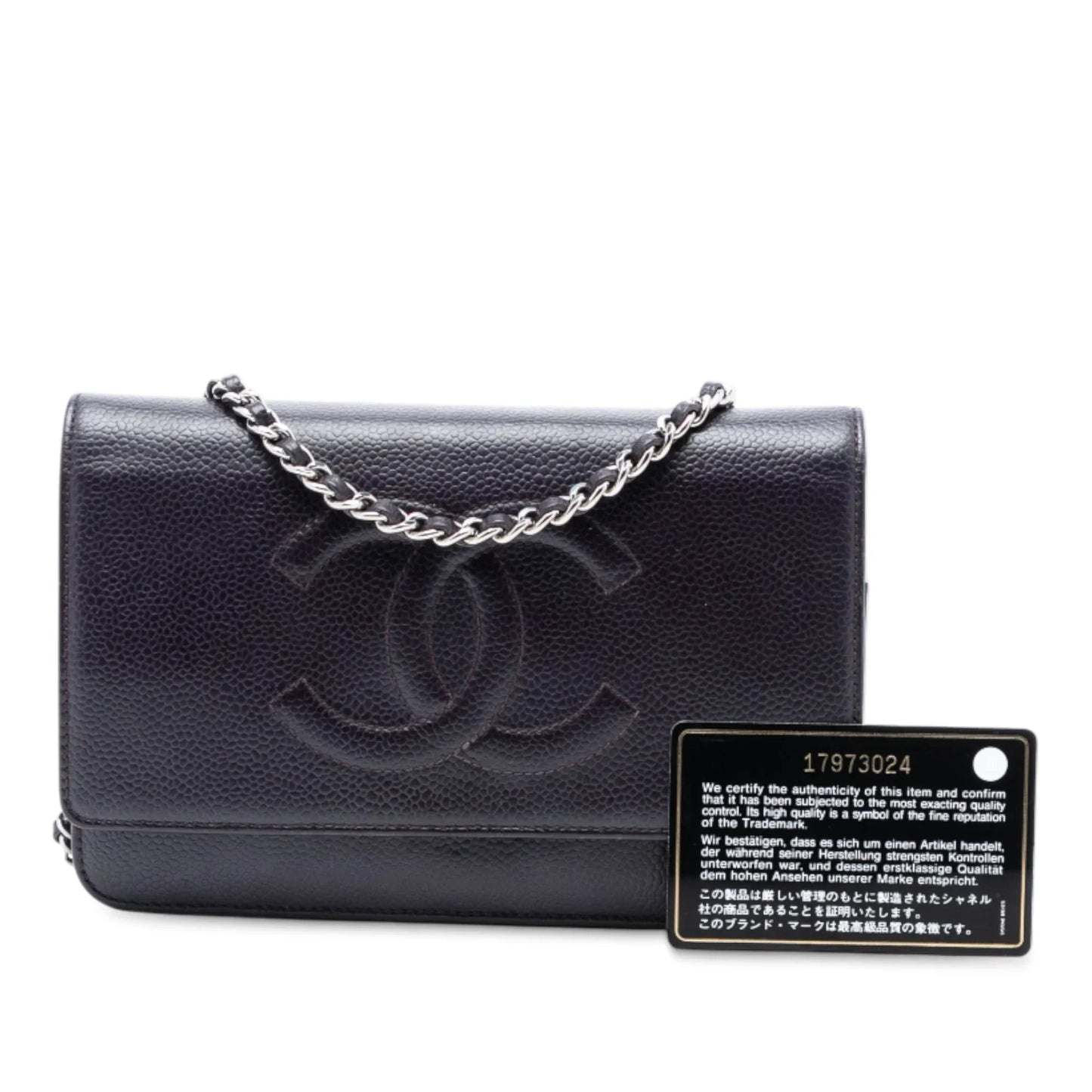 Purple Chanel CC Caviar Wallet On Chain Crossbody Bag