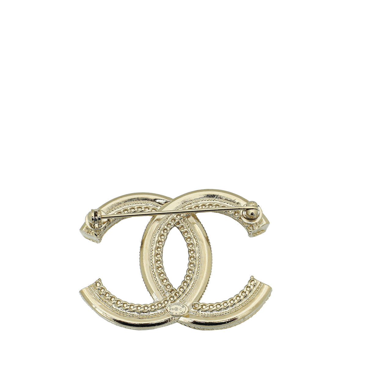 Chanel White CC w/Crystal & Faux Pearl Brooch