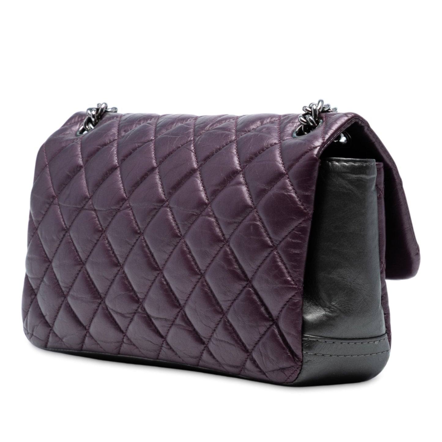 Purple Chanel Small Bicolor Quilted Aged Calfskin Lady Pearly Flap Crossbody Bag