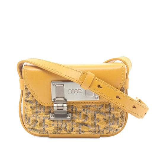 Yellow Dior Nano Oblique Lock Pouch Crossbody