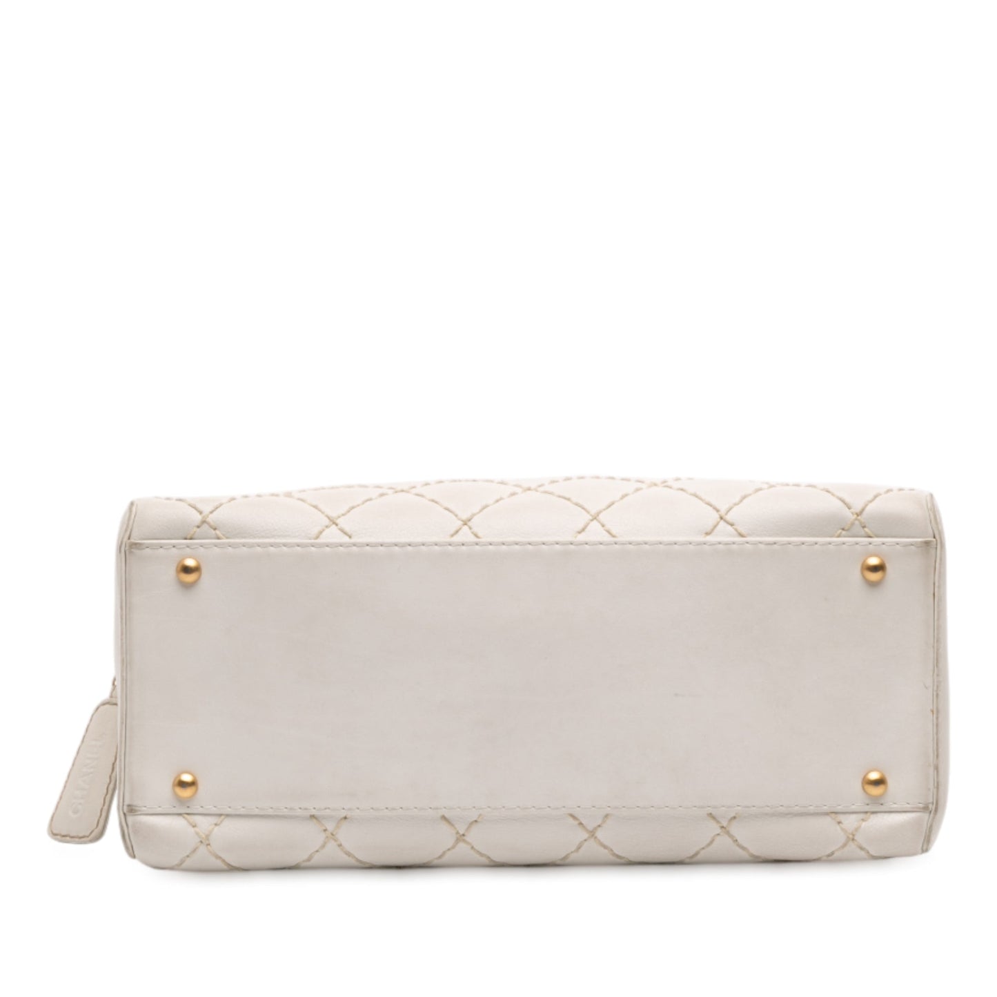 White Chanel CC Lambskin Wild Stitch Handbag