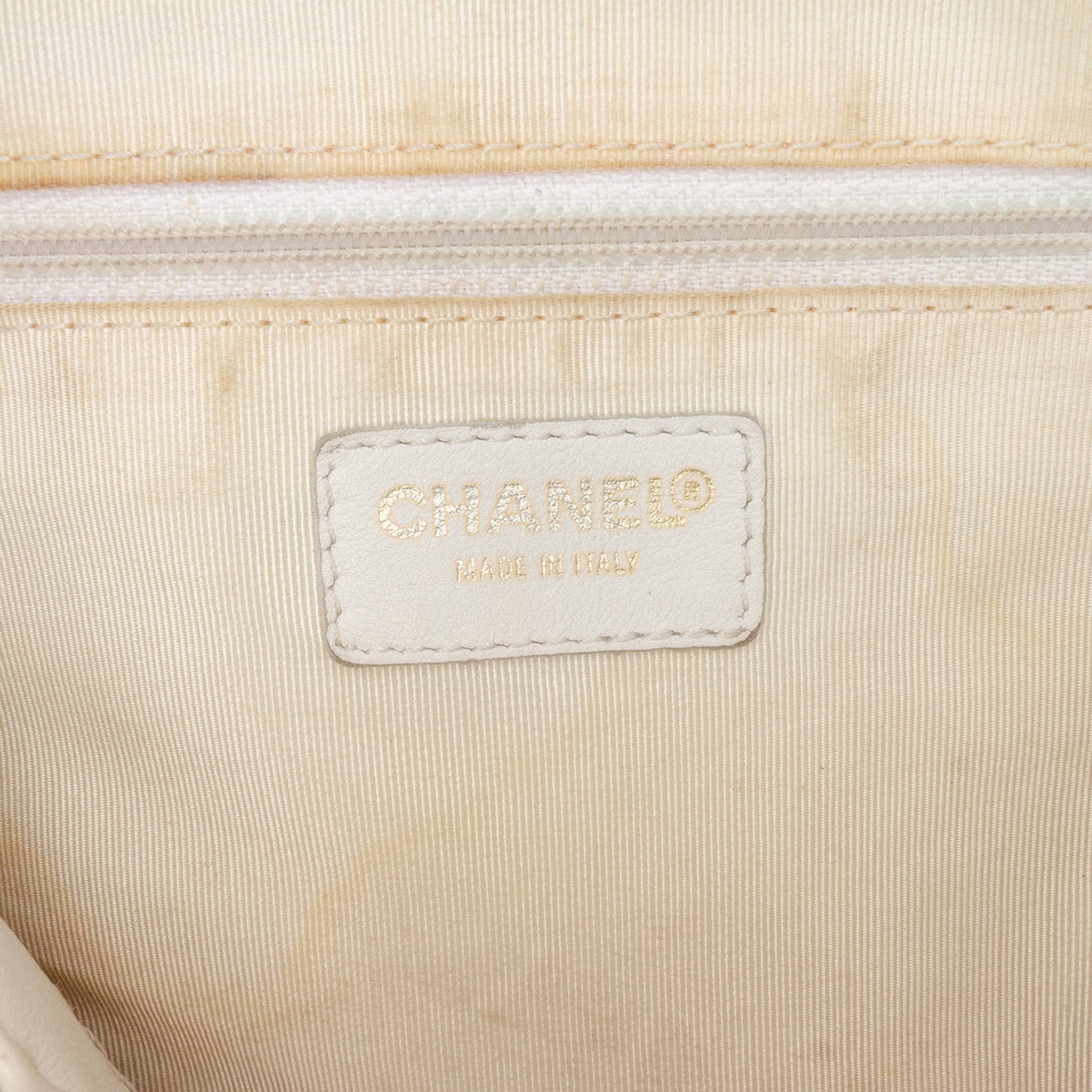 White Chanel CC Lambskin Wild Stitch Handbag