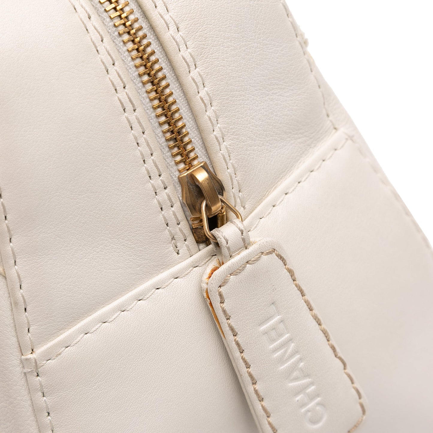 White Chanel CC Lambskin Wild Stitch Handbag