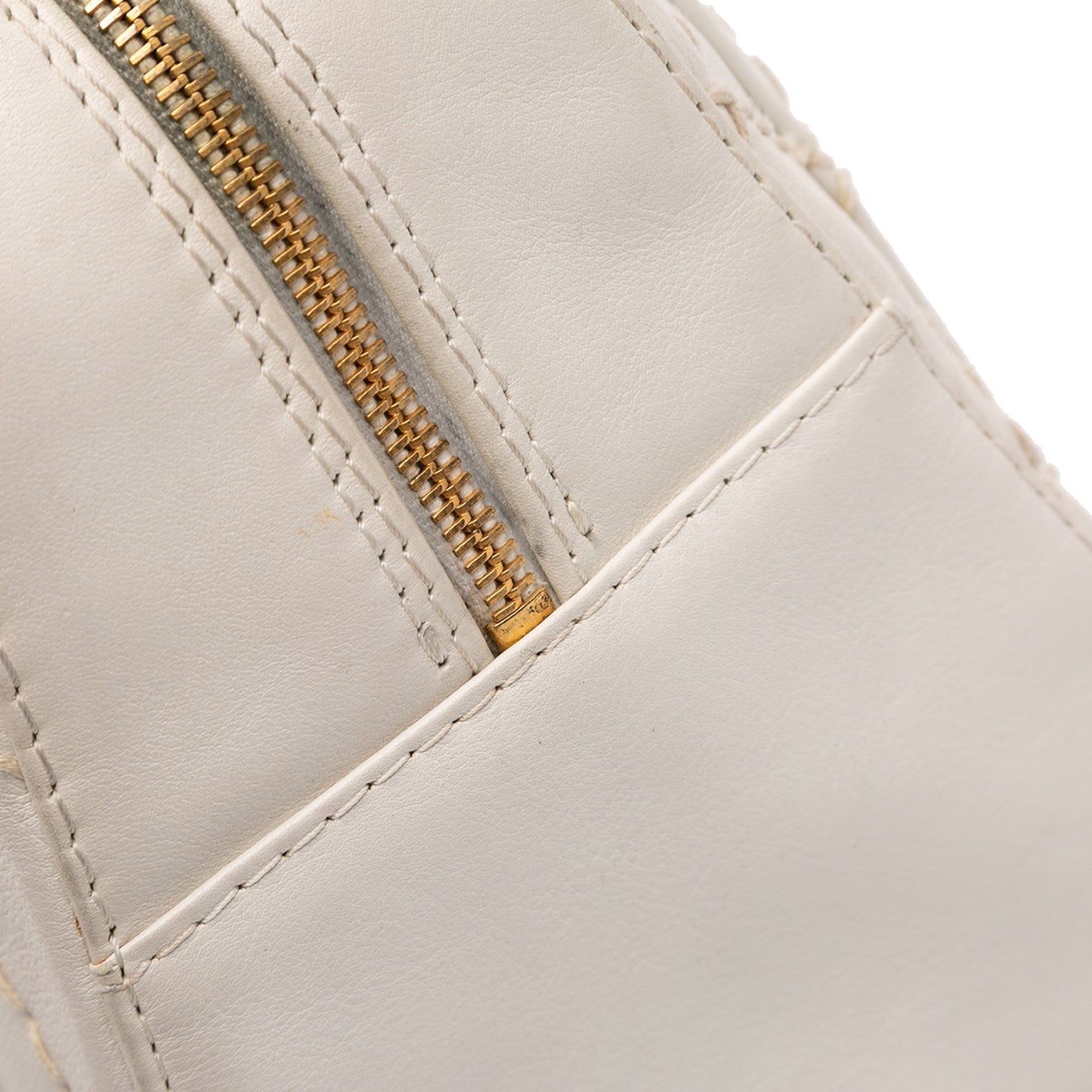 White Chanel CC Lambskin Wild Stitch Handbag