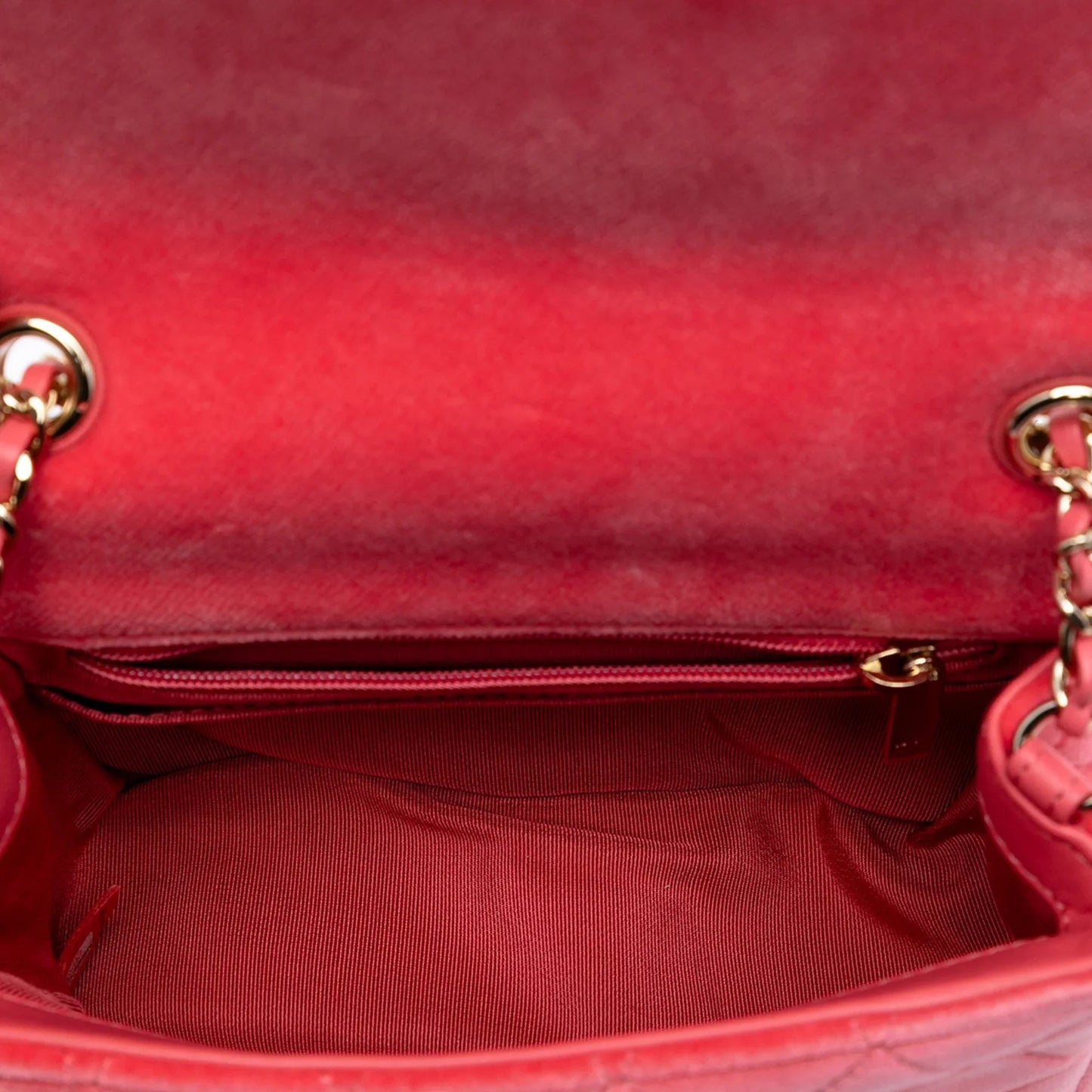 Pink Chanel Mini Square Classic Velvet Pearl Crush Single Flap Crossbody Bag