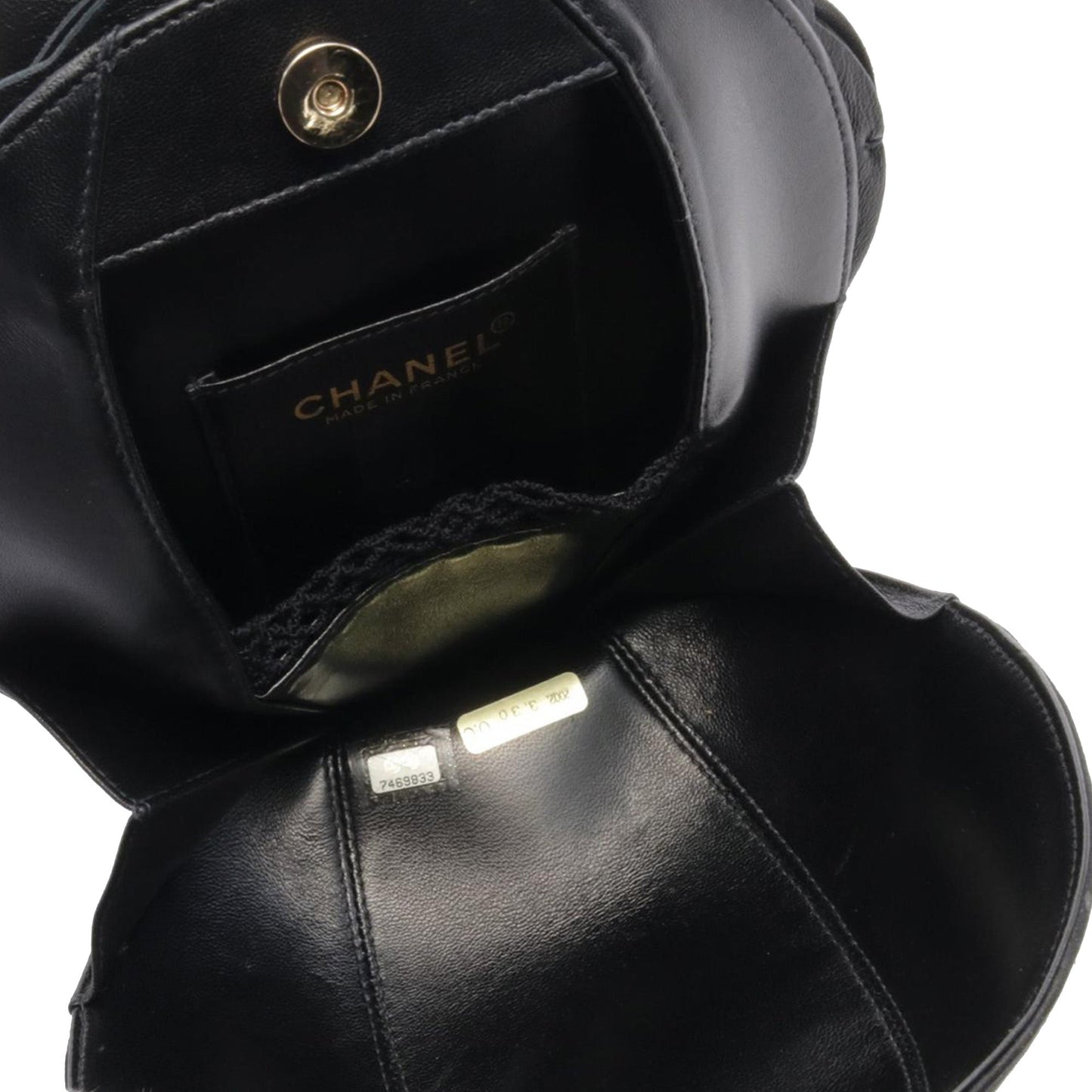 Black Chanel Lambskin and Satin Camellia Flower Evening Bag