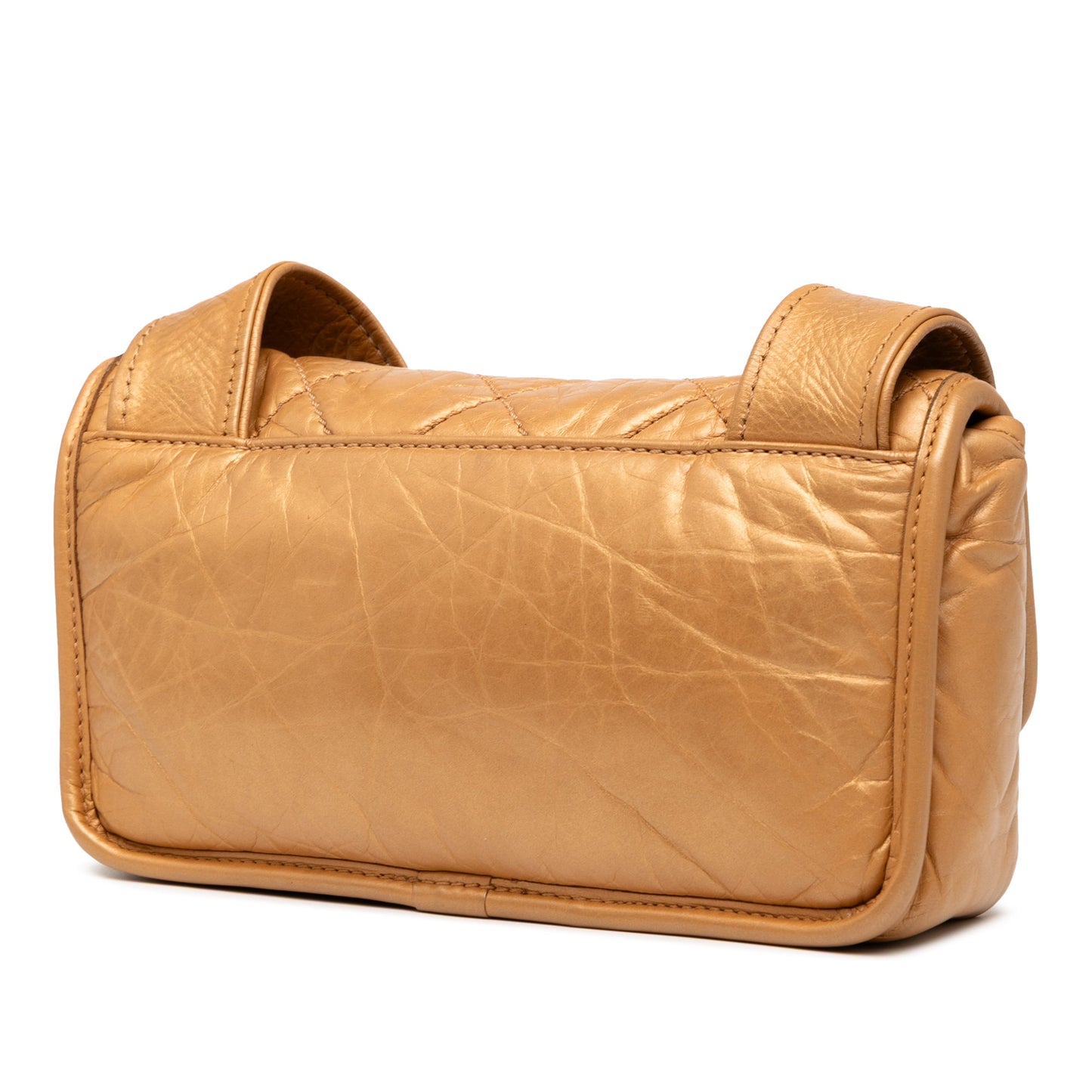 Tan Chanel Quilted Aged Calfskin   Ligne Messenger Flap Crossbody Bag