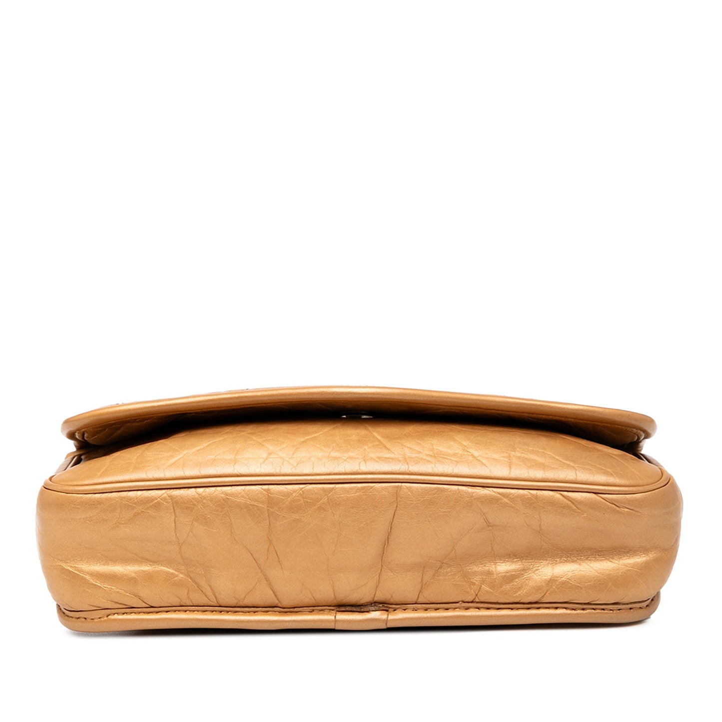 Tan Chanel Quilted Aged Calfskin   Ligne Messenger Flap Crossbody Bag