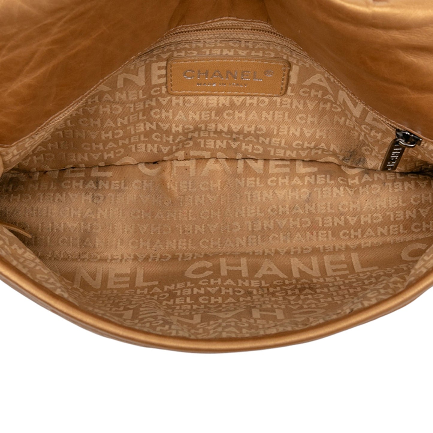 Tan Chanel Quilted Aged Calfskin   Ligne Messenger Flap Crossbody Bag