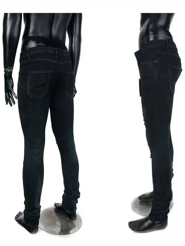 Luxury Saint Laurent Trending 2025 Men's Stain Effect Denim Skinny Jeans Black