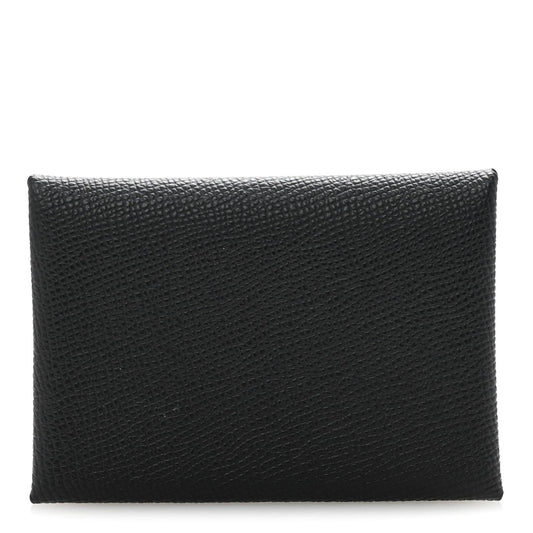 Hermes Epsom Calvi Duo Card Case Black