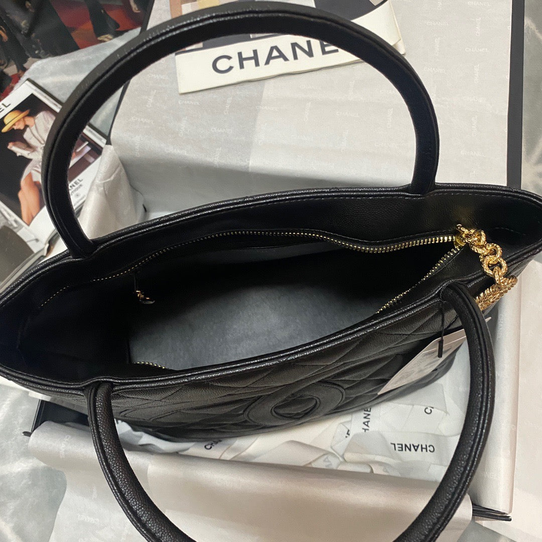 CHLMedallion Tote Gold Hardware Caviar Black For Women, Women’s Handbags, Shoulder Bags 15in/32cm