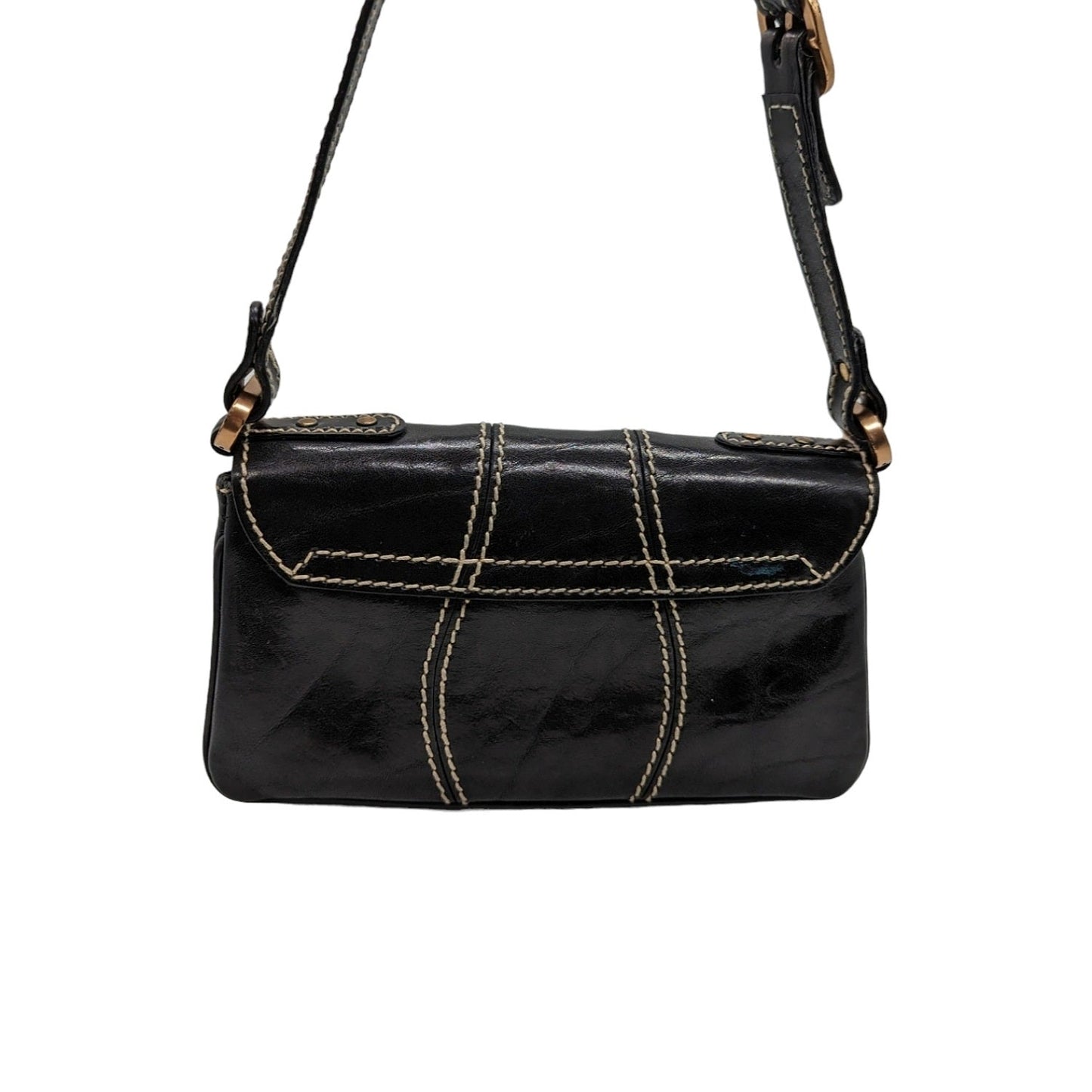 Gucci   Black Leather GG Buckle Detail Shoulder Bag 124259