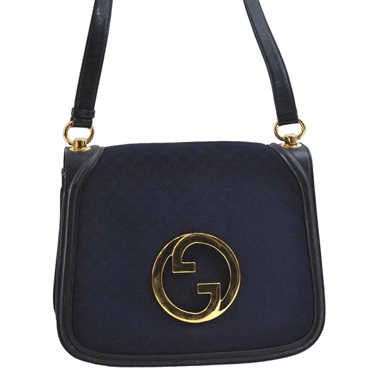 , RARE, Gucci 'Blondie' shoulder bag made from blue micro Guccissima print canvas & navy leather with an XL, cut out , gold 'GG'
