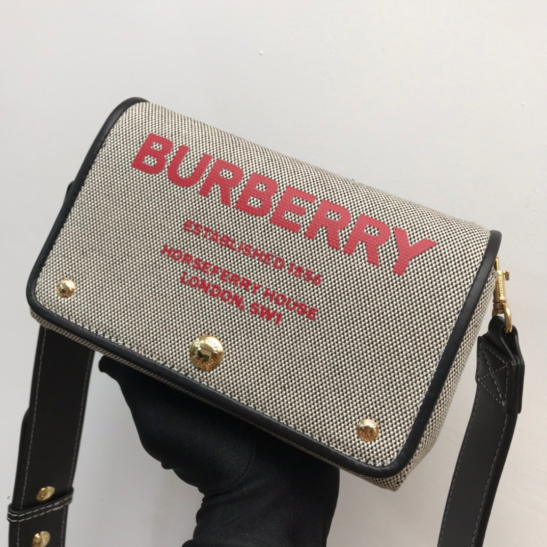 Top Quality Horseferry Print Cotton Canvas Small Crossbody Bag For Women, Bags 7.1in/18cm