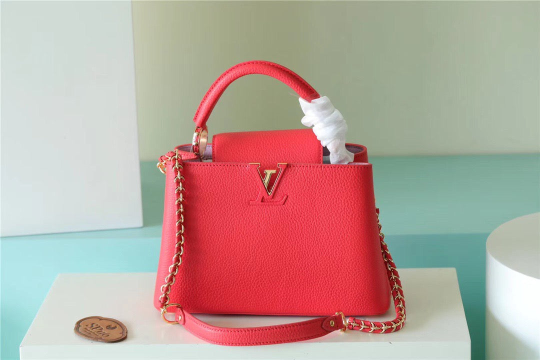 Top Quality Capucines BB Taurillon Red For Women, Womens Bags, Shoulder And Crossbody Bags 10.6in/27cm Top Quality