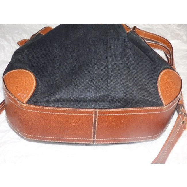 Gucci   Black Canvas Camel Leather Satchel