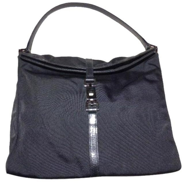 Gucci Jackie   Black Leather Nylon Fabric Shoulder Bag